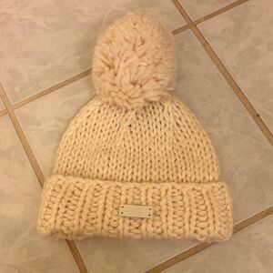 The North Face Cream Knit Pom-Pom Hat